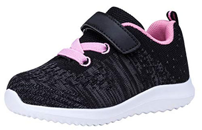 COODO Toddler/Little Kid Boys Girls Shoes Running Sports Sneakers (5 Toddler,Black White)