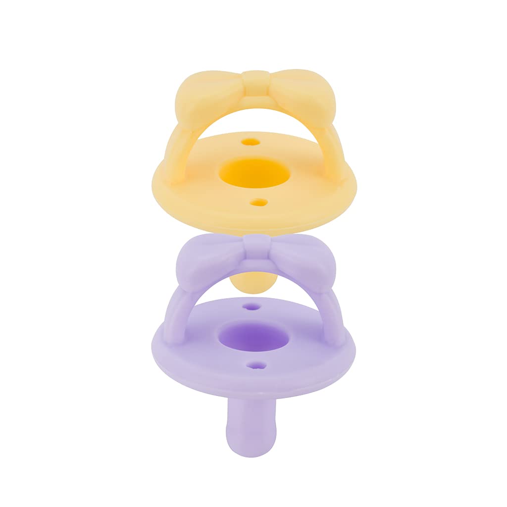 Itzy Ritzy Silicone Pacifiers for Newborn - Sweetie Soother Pacifiers Feature Collapsible Handle & Two Air Holes for Added Safety; for Ages Newborn and Up, Set of 2 in Agave & Succulent