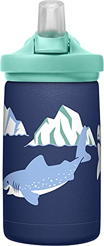 CamelBak eddy+ Kids Water Bottle with Straw, Insulated Stainless Steel - Leak-Proof when Closed, 12oz, Biking Dogs