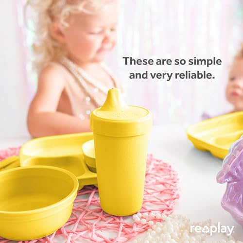 Re Play Made in USA 10 Oz. Sippy Cups for Toddlers (4-pack) Spill Proof Sippy Cup for 1+ Year Old - Dishwasher/Microwave Safe - Hard Spout Kids Cups with Lid 3.13" x 6.25" (Modern Mint)