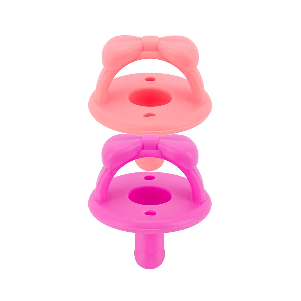 Itzy Ritzy Silicone Pacifiers for Newborn - Sweetie Soother Pacifiers Feature Collapsible Handle & Two Air Holes for Added Safety; for Ages Newborn and Up, Set of 2 in Agave & Succulent