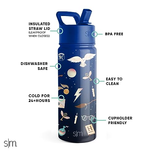 Simple Modern Kids Water Bottle with Straw Lid | Insulated Stainless Steel Reusable Tumbler for Toddlers, Boys | Summit Collection | 14oz, Dog Days