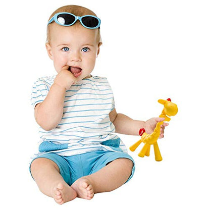 SHARE&CARE BPA Free Silicone Giraffe Baby Teether Toy with Storage Case, for 3 Months Above Infant Sore Gums Pain Relief and Baby Shower, Baby Teething Toys (Blue)