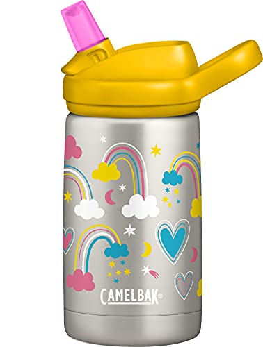 CamelBak eddy+ Kids Water Bottle with Straw, Insulated Stainless Steel - Leak-Proof when Closed, 12oz, Biking Dogs