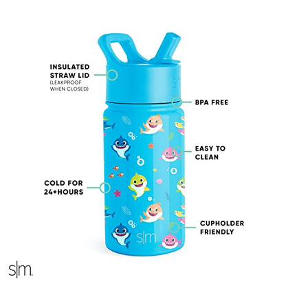 Simple Modern Kids Water Bottle with Straw Lid | Insulated Stainless Steel Reusable Tumbler for Toddlers, Boys | Summit Collection | 14oz, Dog Days