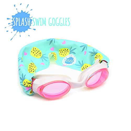 SPLASH SWIM GOGGLES with Fabric Strap - Pink & Purples Collection | Fun, Fashionable, Comfortable - Adult & Kids Swim Goggles