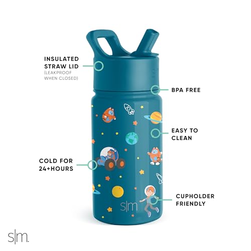 Simple Modern Kids Water Bottle with Straw Lid | Insulated Stainless Steel Reusable Tumbler for Toddlers, Boys | Summit Collection | 14oz, Dog Days