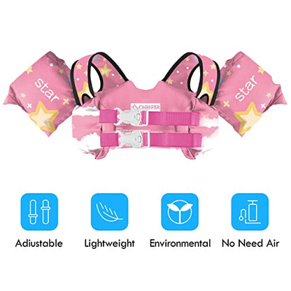 Chriffer Kids Swim Vest Life Jacket for 22-66 Pounds Boys and Girls, Toddler Floaties with Shoulder Harness Arm Wings for 2 3 4 5 6 7 Years Old Baby Children Sea Beach Pool