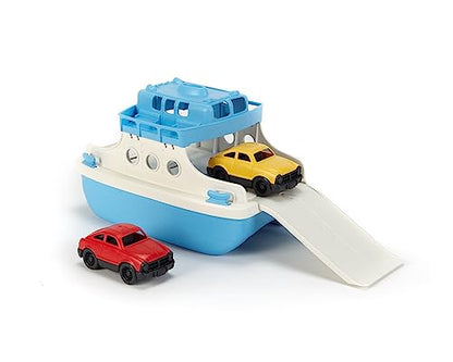 Green Toys Ferry Boat with Mini Cars Bathtub Toy, Blue/White, Standard