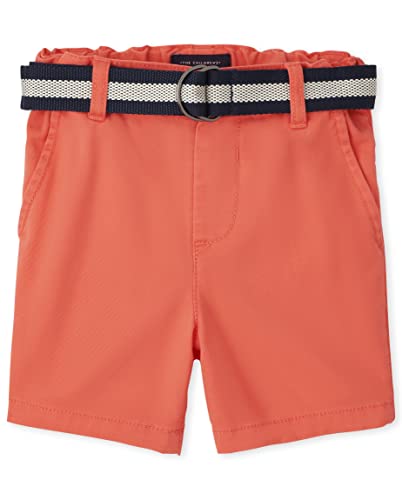 The Children's Place Baby Boys' and Toddler Twill Belted Chino Short, Toast, 2T