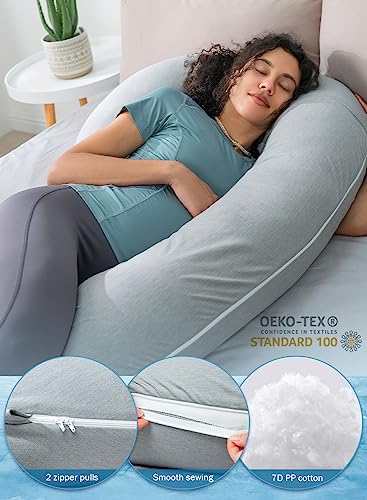 INSEN Pregnancy Pillow for Sleeping,Maternity Body Pillow for Pregnancy Women,Pregnancy Support Pillow for Back, Hip Pain, Pink