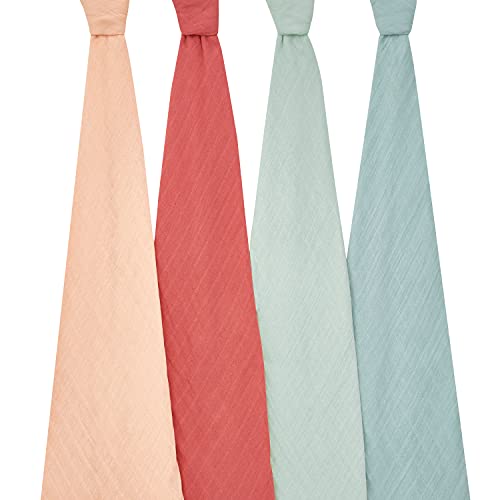 aden + anais Swaddle Blanket, Boutique Muslin Blankets for Girls & Boys, Baby Receiving Swaddles, Ideal Newborn & Infant Swaddling Set, Perfect Shower Gifts, 4 Pack, Sunrise