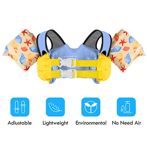 Chriffer Kids Swim Vest Life Jacket for 22-66 Pounds Boys and Girls, Toddler Floaties with Shoulder Harness Arm Wings for 2 3 4 5 6 7 Years Old Baby Children Sea Beach Pool