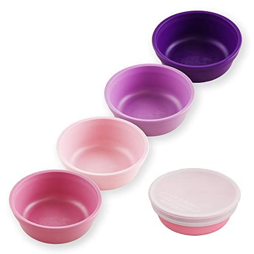 Re-Play Made in USA 12 Oz. Reusable Plastic Bowls, Pack of 4 Without Lid - Dishwasher and Microwave Safe Bowls for Snacks and Everyday Dining - Toddler Bowl Set 5.75" x 5.75" x 2", Modern Mint