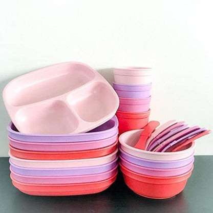 Re-Play Made in USA 12 Oz. Reusable Plastic Bowls, Pack of 4 Without Lid - Dishwasher and Microwave Safe Bowls for Snacks and Everyday Dining - Toddler Bowl Set 5.75" x 5.75" x 2", Modern Mint