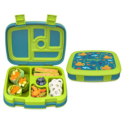 Bentgo® Kids Prints Leak-Proof, 5-Compartment Bento-Style Kids Lunch Box - Ideal Portion Sizes for Ages 3 to 7 - BPA-Free, Dishwasher Safe, Food-Safe Materials - 2023 Collection (Friendly Skies)…