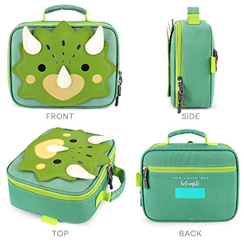 mibasies Kids Lunch Bag for Boys Toddler Insulated Lunch Box for School Travel, Dinosaur Planet