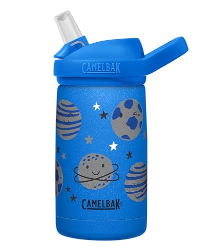 CamelBak eddy+ Kids Water Bottle with Straw, Insulated Stainless Steel - Leak-Proof when Closed, 12oz, Biking Dogs