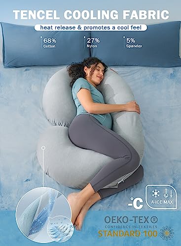 INSEN Pregnancy Pillow for Sleeping,Maternity Body Pillow for Pregnancy Women,Pregnancy Support Pillow for Back, Hip Pain, Pink