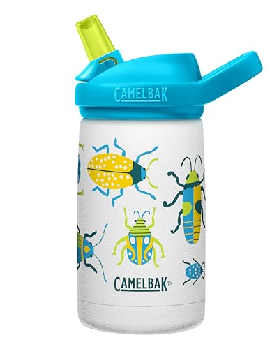 CamelBak eddy+ Kids Water Bottle with Straw, Insulated Stainless Steel - Leak-Proof when Closed, 12oz, Biking Dogs