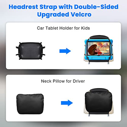 FANGOR Car Headrest Mount Holder, Tablet Holder for Kids in Back Seats, Anti-Slip Strap and Holding Net,Angle-Adjustable/Fits All 7 Inch to 12.9 Inch Tablets