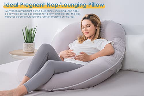 INSEN Pregnancy Pillow for Sleeping,Maternity Body Pillow for Pregnancy Women,Pregnancy Support Pillow for Back, Hip Pain, Pink