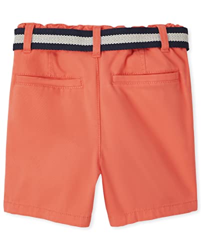 The Children's Place Baby Boys' and Toddler Twill Belted Chino Short, Toast, 2T