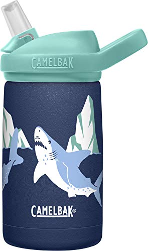 CamelBak eddy+ Kids Water Bottle with Straw, Insulated Stainless Steel - Leak-Proof when Closed, 12oz, Biking Dogs