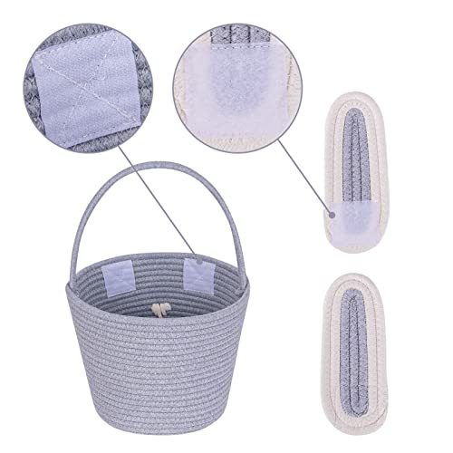 CubesLand Easter Baskets Easter Egg Hunt Baskets for Kids, Cute Bunny Gift Basket for Baby Easter Decorations Party Supplies Grey White 9.8 x 7.8 x 7.8”