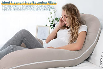 INSEN Pregnancy Pillow for Sleeping,Maternity Body Pillow for Pregnancy Women,Pregnancy Support Pillow for Back, Hip Pain, Pink