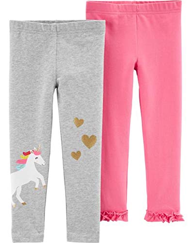 Carter's Girls' 2T-8 2 Pack Leggings (2T, Grey/Black)