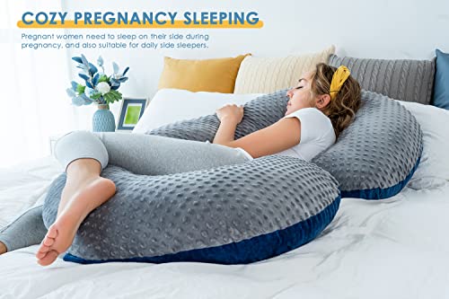 INSEN Pregnancy Pillow for Sleeping,Maternity Body Pillow for Pregnancy Women,Pregnancy Support Pillow for Back, Hip Pain, Pink