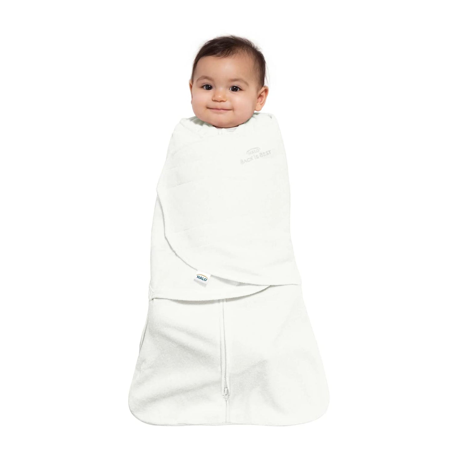 HALO Sleepsack Swaddle, 3-Way Adjustable Wearable Blanket, TOG 3.0, Velboa Plush Dots, Cream, Newborn, 0-3 Months