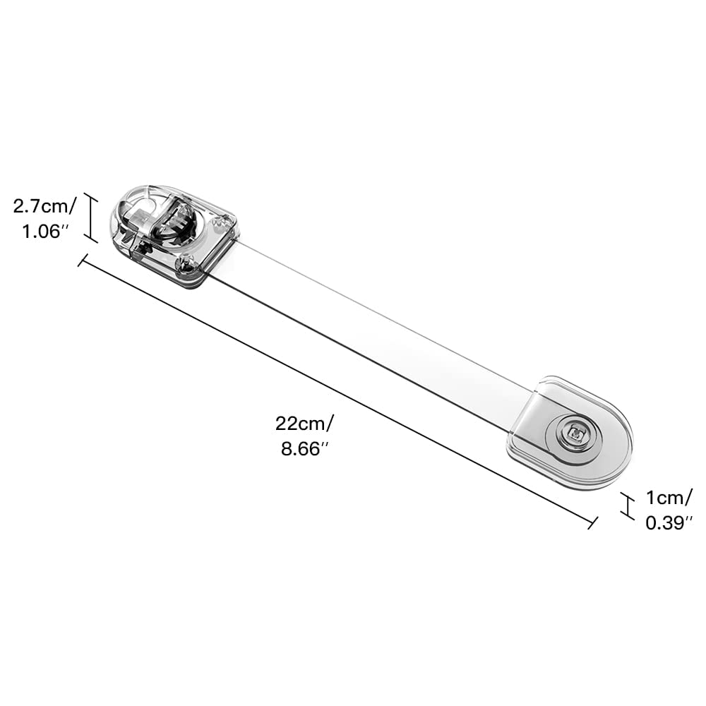 EUDEMON 3 Pack Child Safety Locks, Childproof Strap Locks for Drawers, Fridges, Toilets, Cupboards, Ovens, Cabinets, Multi Use Baby Cabinet Latches, Easy to Install, No Drilling (Clear-Black)