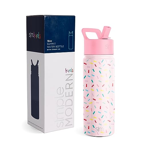 Simple Modern Kids Water Bottle with Straw Lid | Insulated Stainless Steel Reusable Tumbler for Toddlers, Boys | Summit Collection | 14oz, Dog Days