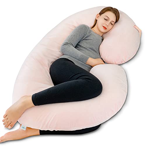 INSEN Pregnancy Pillow for Sleeping,Maternity Body Pillow for Pregnancy Women,Pregnancy Support Pillow for Back, Hip Pain, Pink