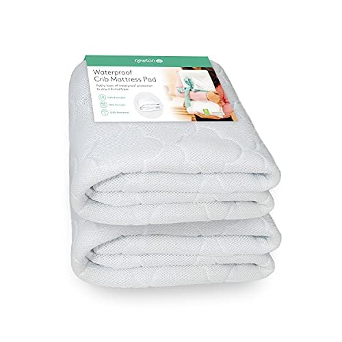 Newton Baby Waterproof Crib Mattress Pad | 100% Breathable Quilted Layer for Comfort & Universal Fitted Skirt for Secure Fit | Machine Washable | Crib Mattress Protector Pad Waterproof, 1 Pack