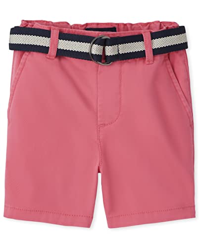 The Children's Place Baby Boys' and Toddler Twill Belted Chino Short, Toast, 2T