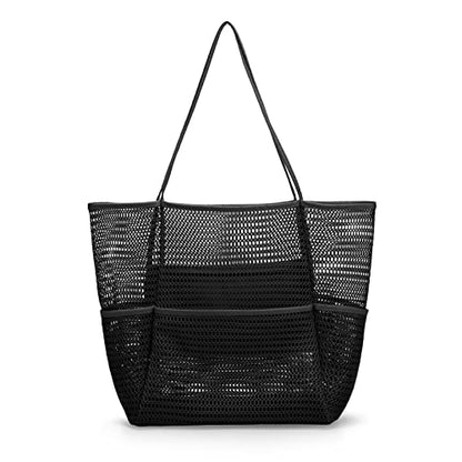 Tainehs Mesh Beach Tote Bag for Women 2024 Upgrade Waterproof Pool Bag for Beach Vacation Swimming Family Travel Essentials