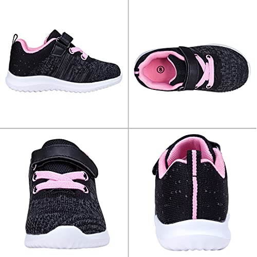 COODO Toddler/Little Kid Boys Girls Shoes Running Sports Sneakers (5 Toddler,Black White)