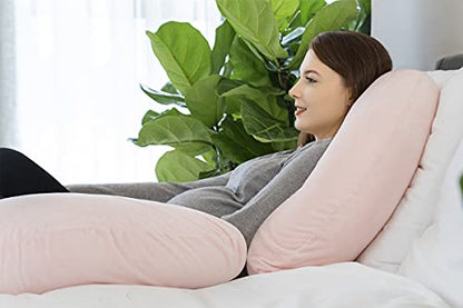 INSEN Pregnancy Pillow for Sleeping,Maternity Body Pillow for Pregnancy Women,Pregnancy Support Pillow for Back, Hip Pain, Pink