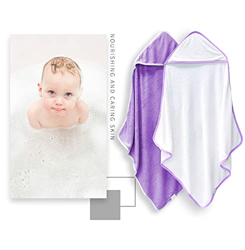 BAMBOO QUEEN 2 Pack Baby Bath Towel - Rayon Made from Bamboo, Ultra Soft Hooded Towels for Babies,Toddler,Infant - Newborn Essential -Perfect Baby Registry Gifts (White and Stripe, 30 x 30 Inch)