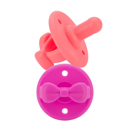 Itzy Ritzy Silicone Pacifiers for Newborn - Sweetie Soother Pacifiers Feature Collapsible Handle & Two Air Holes for Added Safety; for Ages Newborn and Up, Set of 2 in Agave & Succulent