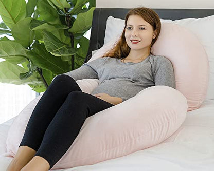 INSEN Pregnancy Pillow for Sleeping,Maternity Body Pillow for Pregnancy Women,Pregnancy Support Pillow for Back, Hip Pain, Pink