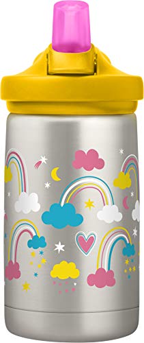 CamelBak eddy+ Kids Water Bottle with Straw, Insulated Stainless Steel - Leak-Proof when Closed, 12oz, Biking Dogs