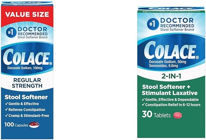 Colace Regular Strength Stool Softener 100 mg Capsules 60 Count Docusate Sodium Stool Softener for Gentle Dependable Relief