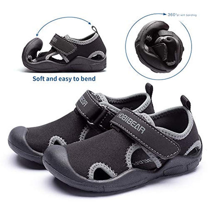 HOBIBEAR Boys Girls Water Shoes Quick Dry Closed-Toe Aquatic Sport Sandals Toddler/Little Kid