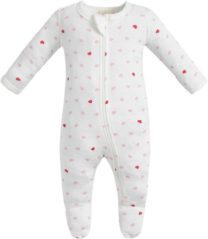 Owlivia Organic Cotton Baby Pajamas, Boys Girls Zip Front Sleep 'N Play, Footed Sleeper, Long Sleeve