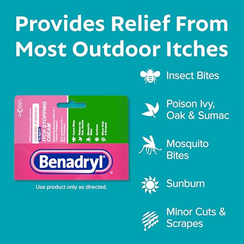 Benadryl Original Strength Itch Stopping Anti-Itch Cream, Diphenhydramine HCl Topical Analgesic & Zinc Acetate Skin Protectant, Relief from Most Outdoor Itches, 1 oz