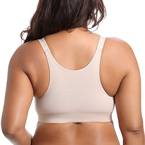 Gratlin Women's Plus Size Nursing Bra Support Nursing Sports Bra Cotton Breastfeeding Maternity Bras Black Medium